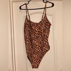 Leopard print one piece swimsuit